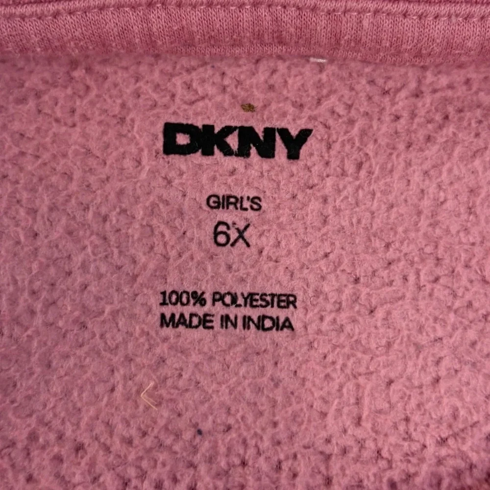 DKNY‎ Girls Pink Sherpa Fleece Ruffle Shoulder Sweatshirt Pullover Size 6X